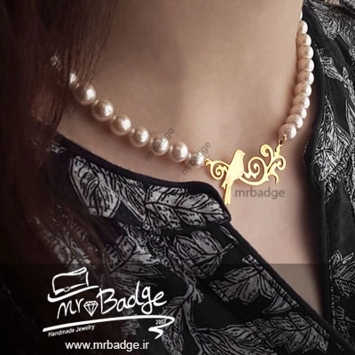 گردنبند زنانه پرنده روی درخت با صدف