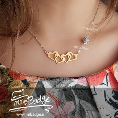 گردنبند رنانه قلب با گوی سواروسکی نگین دار 