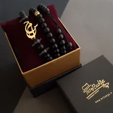 پلاک اسم حسام گردنبند مردانه با سنگ اونیکس و گوی نقره