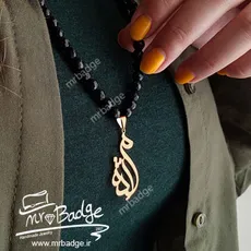 پلاک اسم مژده گردنبند زنانه با سنگ اونیکس تراش خورده