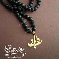 پلاک اسم بهزاد گردنبند مردانه با سنگ لاوا