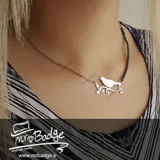 گردنبند زنانه پرنده روی شاخه با سنگ حدید