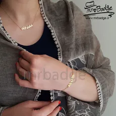 نیم ست گردنبند و دستبند برگ زیتون