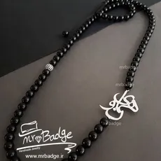 گردنبند مردانه پلاک اسم همایون با سنگ اونیکس براق با گوی سواروسکی