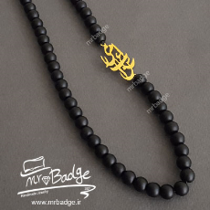 گردنبند مردانه پلاک اسم امیرعباس با سنگ اونیکس مات - Amirabbas Necklaces